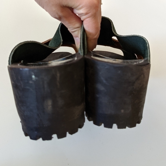 VINTAGE Swedish clogs leather suede platform boho bohemian hippie 38 /7 - Picture 7 of 10